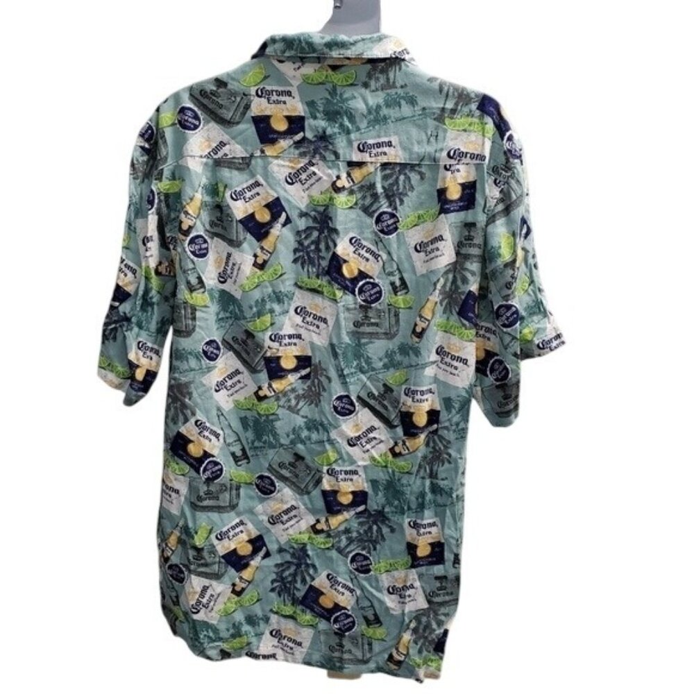 Newport Blue Mens Corona Extra Button Hawaiian Shirt Size XL - Picture 2 of 4